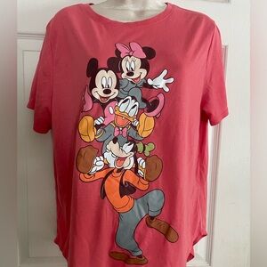 Disney Red Short Sleeve Tee with Mickey and Friends